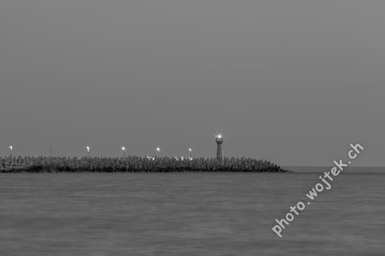 Lighthouse and Breakwater at Dusk, Kolobrzeg Poland