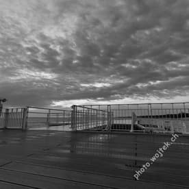 Empty pier with cloudy sky, Kolobrzeg Poland