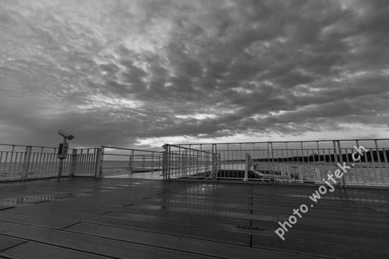 Empty pier with cloudy sky, Kolobrzeg Poland