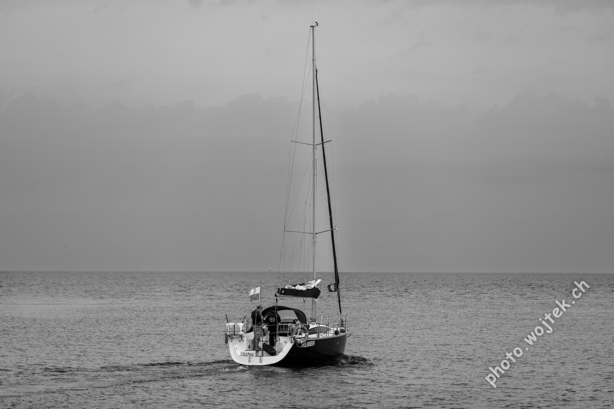 Sailboat on Baltic Sea near Kolobrzeg Poland