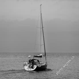 Sailboat on Baltic Sea near Kolobrzeg Poland