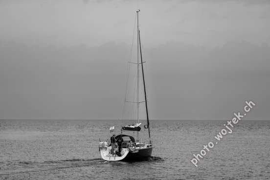 Sailboat on Baltic Sea near Kolobrzeg Poland
