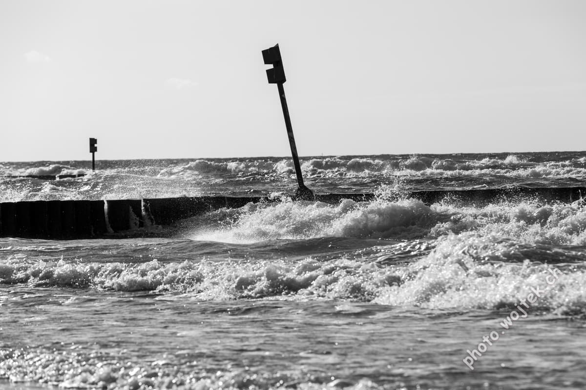 Waves Crashing on Breakwater Kolobrzeg Poland