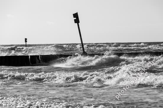 Waves Crashing on Breakwater Kolobrzeg Poland