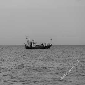 Fishing boat on sea, Kolobrzeg Poland