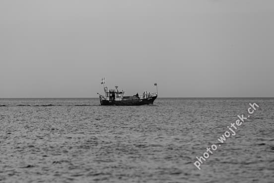 Fishing boat on sea, Kolobrzeg Poland