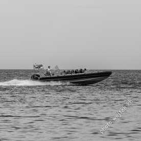Speedboat on sea in Kolobrzeg, Poland
