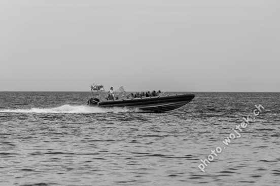 Speedboat on sea in Kolobrzeg, Poland