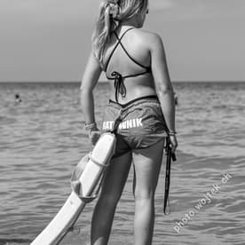 Female Lifeguard on Beach Kolobrzeg Poland