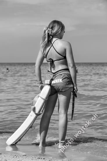 Female Lifeguard on Beach Kolobrzeg Poland