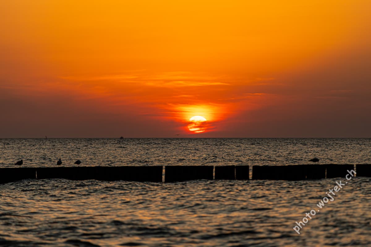 Sunset over Baltic Sea Kolobrzeg Poland