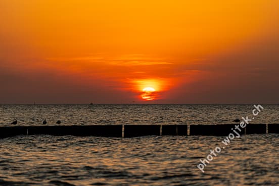 Sunset over Baltic Sea Kolobrzeg Poland