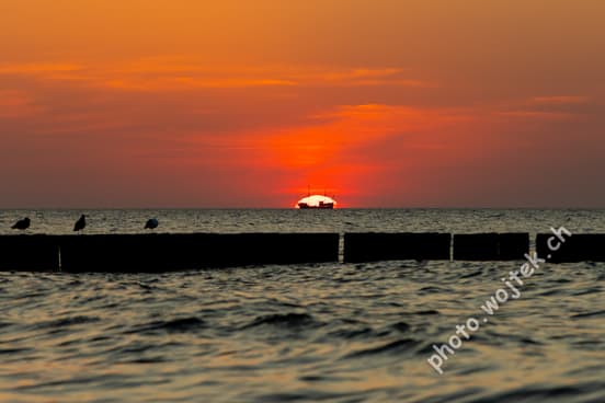 Sailing Ship Sunset Kolobrzeg Poland