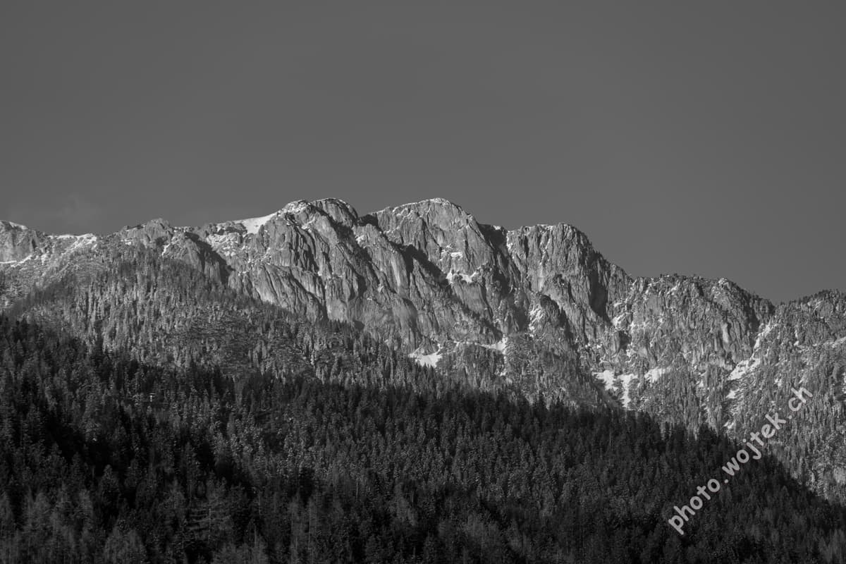 Rocky mountain peaks and forest, Schladming Austria