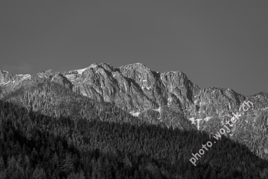 Rocky mountain peaks and forest, Schladming Austria