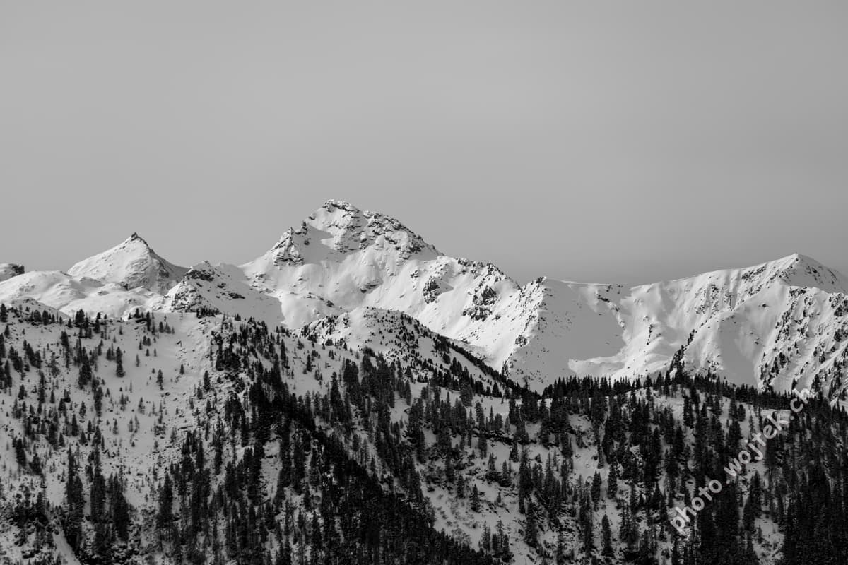 Snowy mountain peaks Schladming Austria