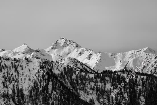 Snowy mountain peaks Schladming Austria