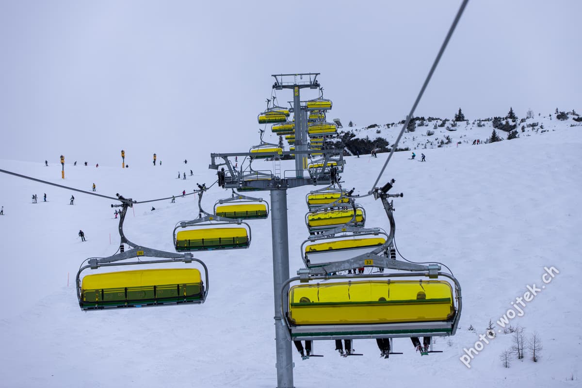 Ski Lift with Yellow Covers Schladming Austria