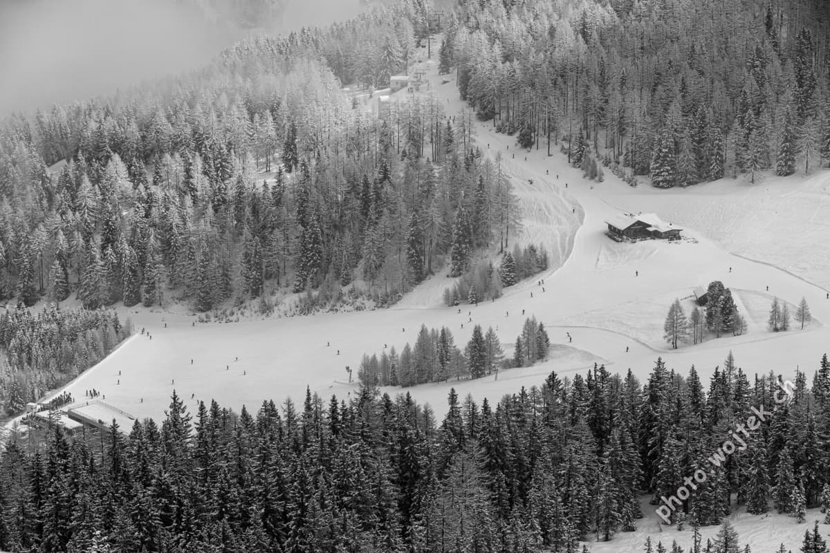 Skiers on snowy slopes Schladming Austria
