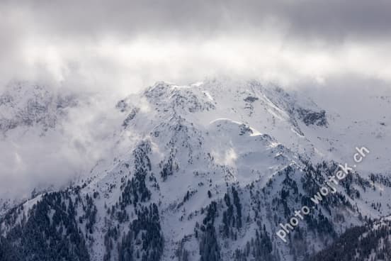 Snowy mountain peaks Schladming Austria