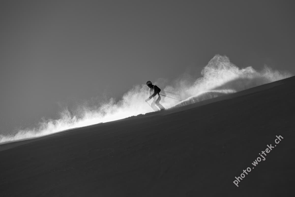 Skier on Powder Snow Slope Schladming Austria