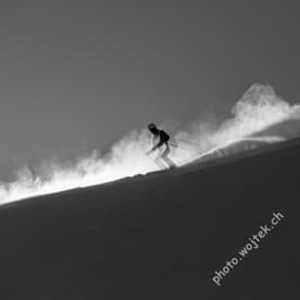 Skier on Powder Snow Slope Schladming Austria