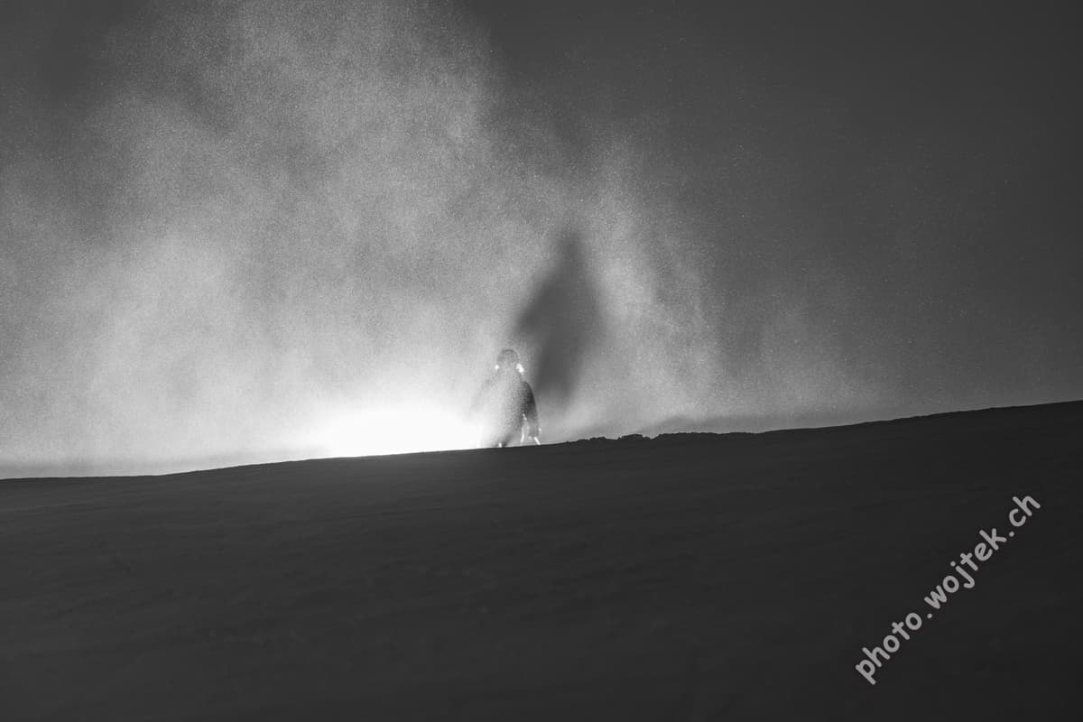 Snowboarder in snowstorm Schladming Austria