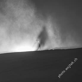 Snowboarder in snowstorm Schladming Austria