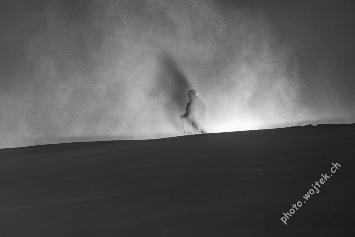 Skier in snowstorm Schladming, Austria