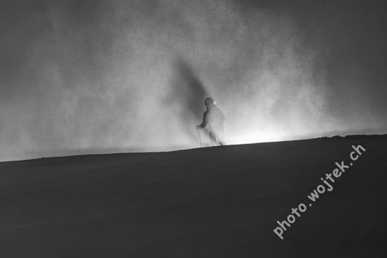Skier in snowstorm Schladming, Austria