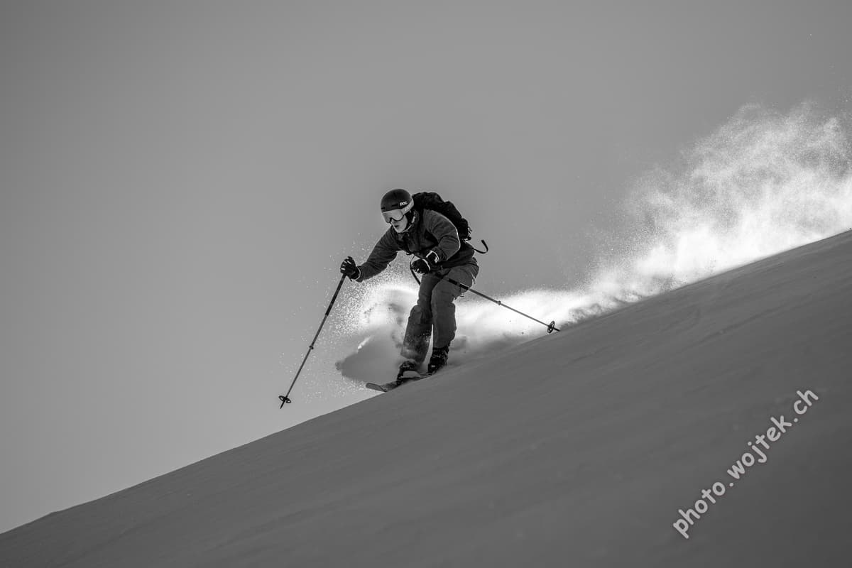 Skier Descending Powder Slope Schladming Austria