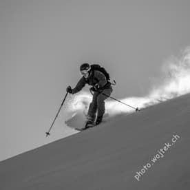 Skier Descending Powder Slope Schladming Austria