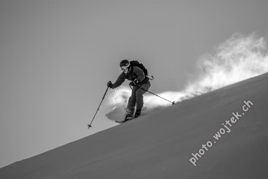 Skier Descending Powder Slope Schladming Austria