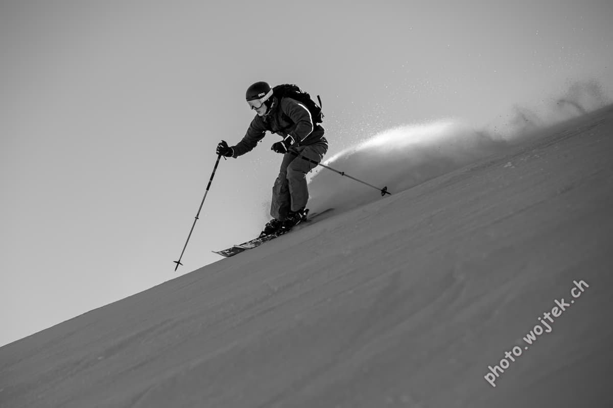 Skier Descending Powder Slope Schladming Austria