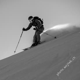 Skier Descending Powder Slope Schladming Austria
