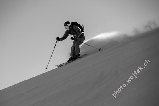 Skier Descending Powder Slope Schladming Austria