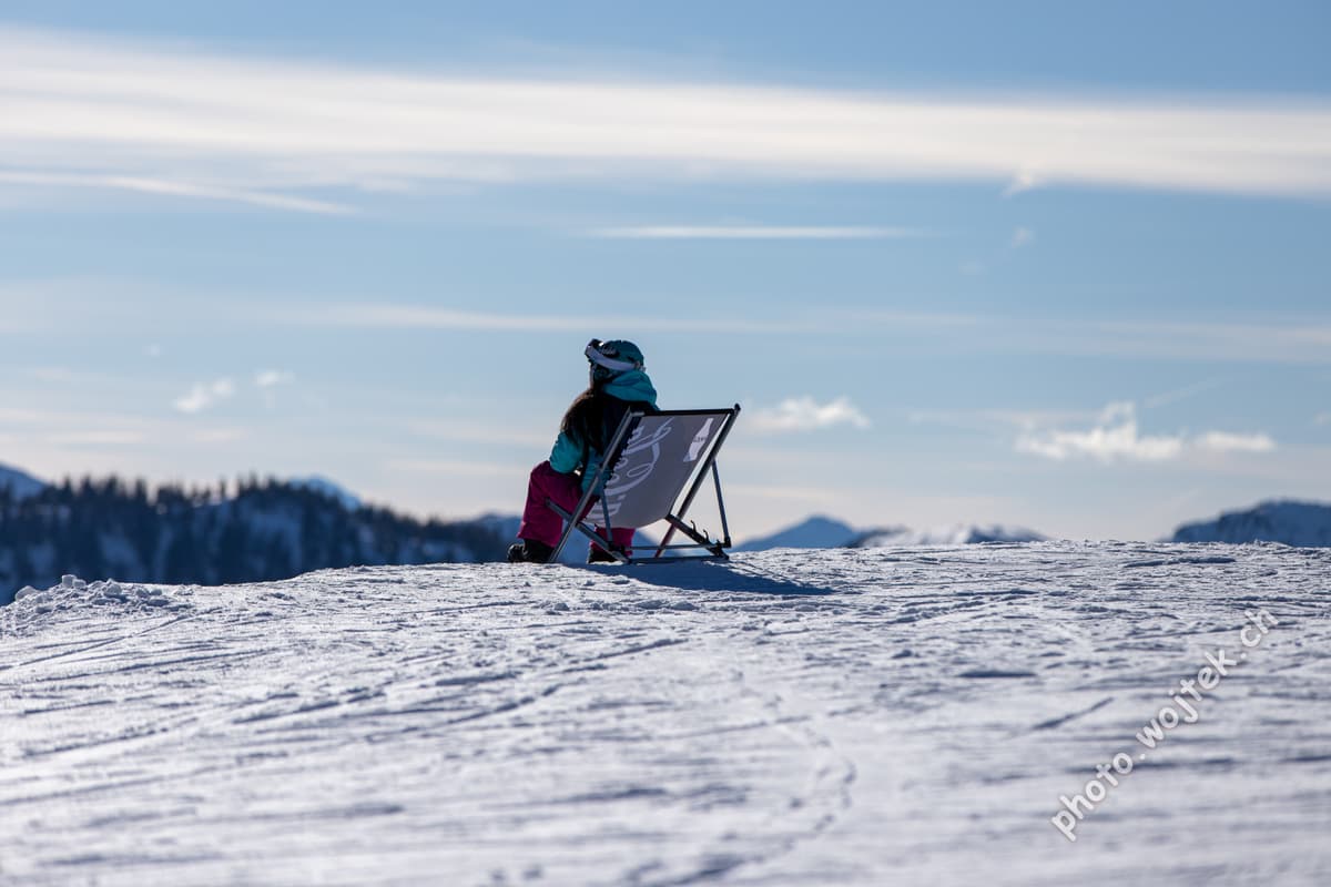 Person Relaxing on Snow Chair Schladming Austria