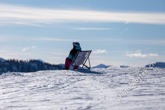 Person Relaxing on Snow Chair Schladming Austria