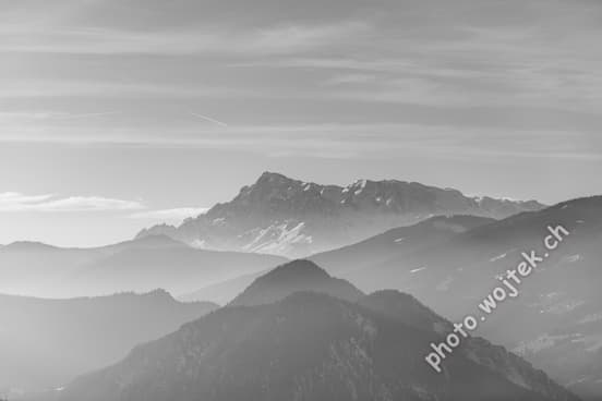 Mountain range misty view Schladming Austria