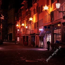 Star-shaped street lights New Year Zürich Switzerland