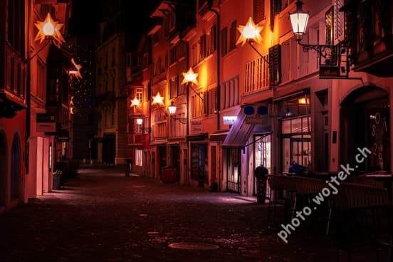 Star-shaped street lights New Year Zürich Switzerland