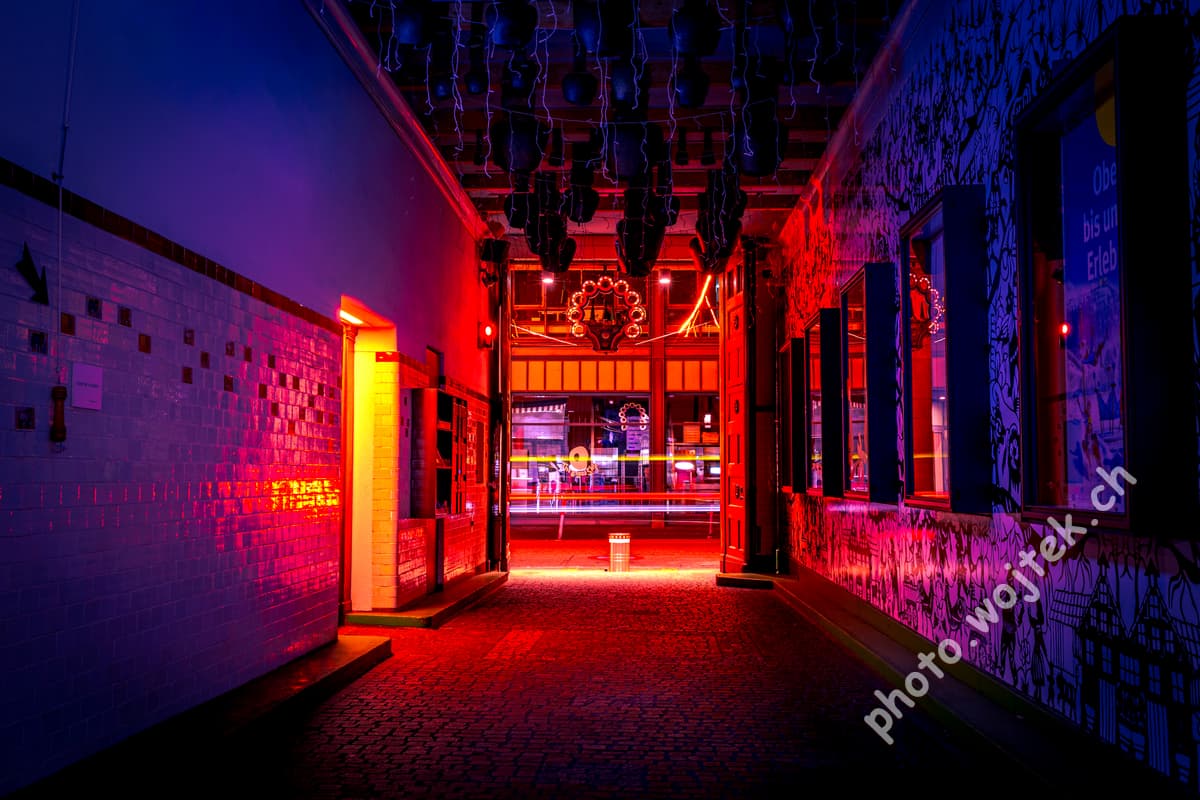 Neon-lit Alleyway Zürich Switzerland
