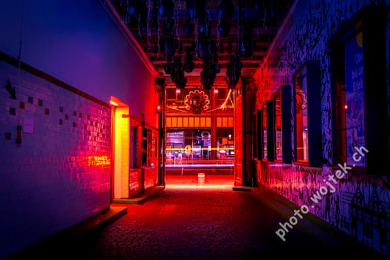 Neon-lit Alleyway Zürich Switzerland