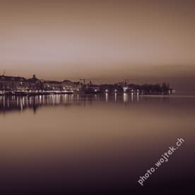 Lake Zurich waterfront at night, Zürich Switzerland